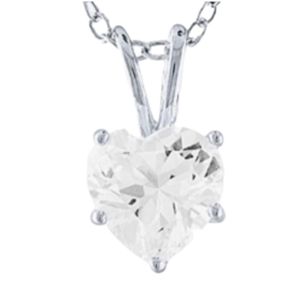 1/4 Carat Lab Created White Sapphire Sterling Silver Heart Pendant Necklace